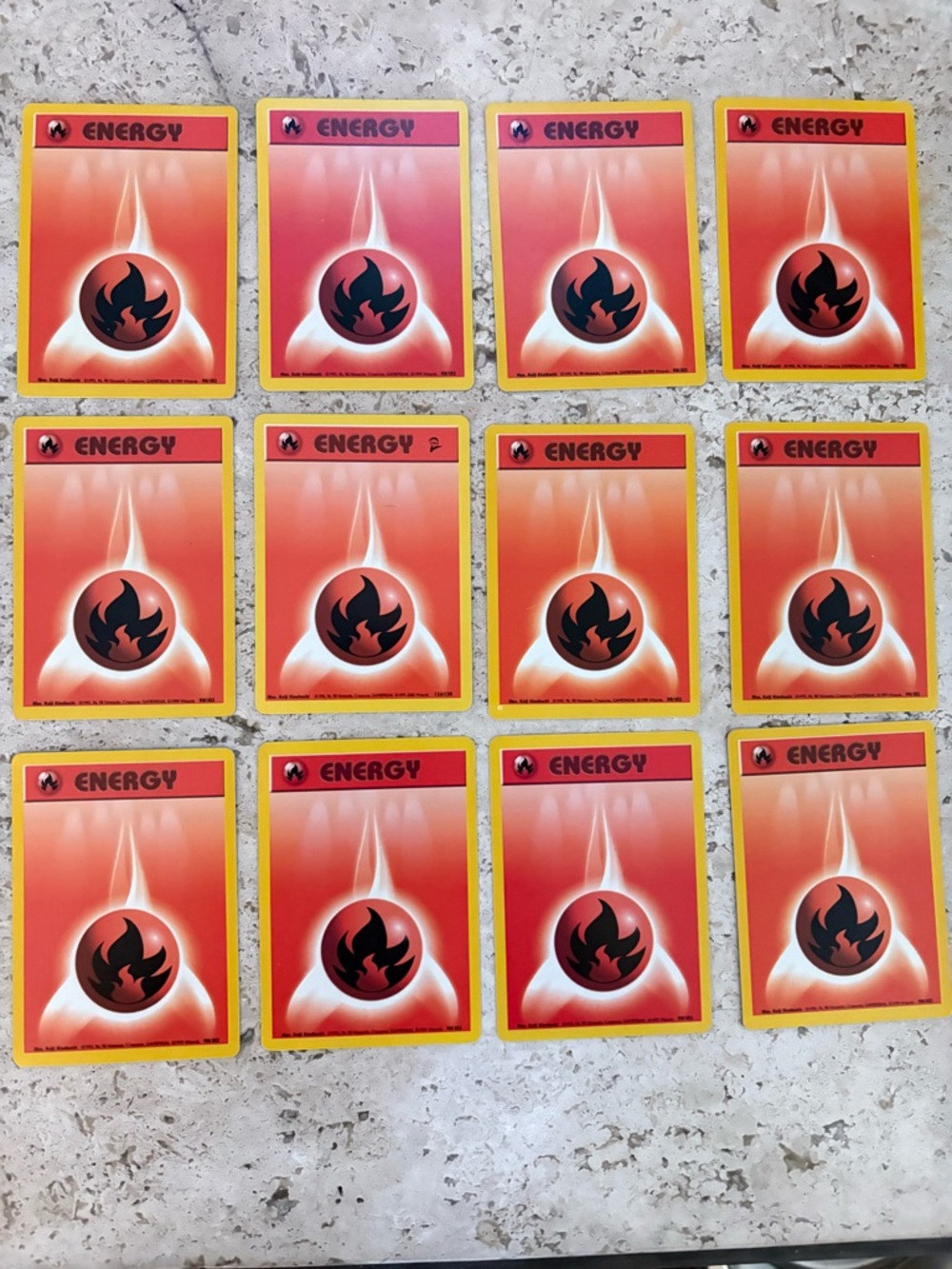 MINT 126/130 & 96/102 Pokémon Fire Energy Cards - Lot of 12 TCG